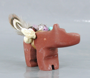 Authentic Native American catlinite bear fetish by Oglala Lakota artisan Delbert Charging Crow