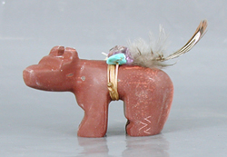 Authentic Native American catlinite bear fetish by Oglala Lakota artisan Delbert Charging Crow