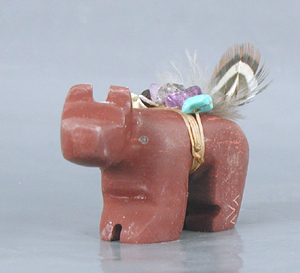 Authentic Native American catlinite bear fetish by Oglala Lakota artisan Delbert Charging Crow