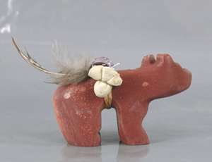 Authentic Native American catlinite bear fetish by Oglala Lakota artisan Delbert Charging Crow