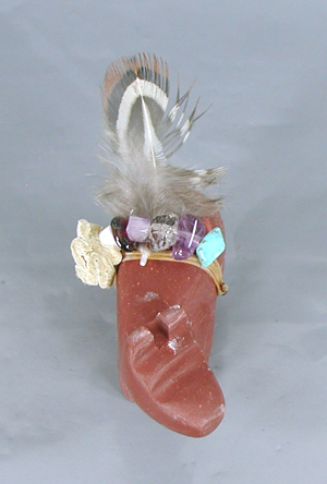 Authentic Native American catlinite bear fetish by Oglala Lakota artisan Delbert Charging Crow