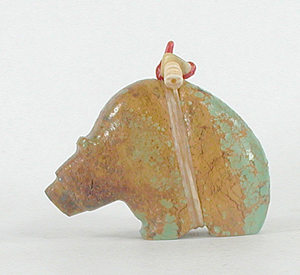 Authentic Native American Turquoise Bear Fetish carving by Zuni Farlan and Paulette Quam