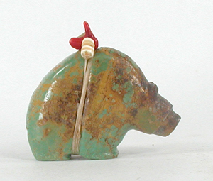 Authentic Native American Turquoise Bear Fetish carving by Zuni Farlan and Paulette Quam