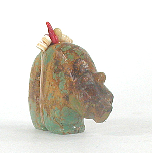 Authentic Native American Turquoise Bear Fetish carving by Zuni Farlan and Paulette Quam