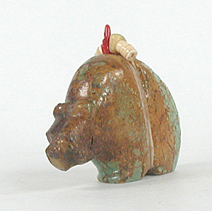 Authentic Native American Turquoise Bear Fetish carving by Zuni Farlan and Paulette Quam