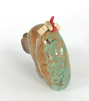 Authentic Native American Turquoise Bear Fetish carving by Zuni Farlan and Paulette Quam
