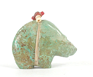 Authentic Native American Turquoise Bear Fetish carving by Zuni Farlan and Paulette Quam