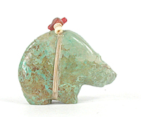 Authentic Native American turquoise Bear Fetish carving by Zuni Farlan and Paulette Quam