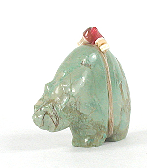 Authentic Native American Turquoise Bear Fetish carving by Zuni Farlan and Paulette Quam