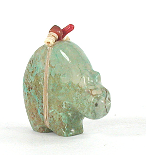 Authentic Native American Turquoise Bear Fetish carving by Zuni Farlan and Paulette Quam