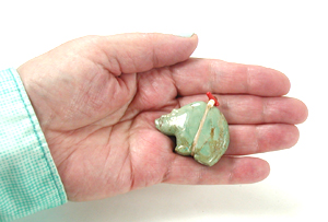 Authentic Native American Turquoise Bear Fetish carving by Zuni Farlan and Paulette Quam