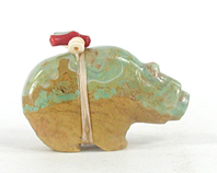 Authentic Native American turquoise Bear Fetish carving by Zuni Farlan and Paulette Quam