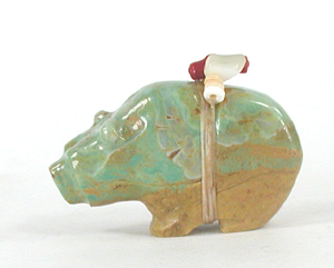 Authentic Native American Turquoise Bear Fetish carving by Zuni Farlan and Paulette Quam