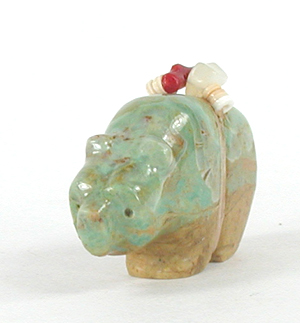Authentic Native American Turquoise Bear Fetish carving by Zuni Farlan and Paulette Quam