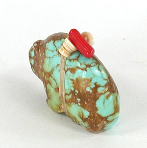 Authentic Native American Turquoise Bear Fetish carving by Zuni Farlan and Paulette Quam