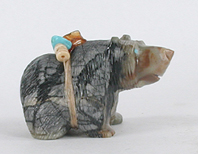 Authentic Native American Picasso Marble Bear Fetish carving by Zuni Farlan and Paulette Quam