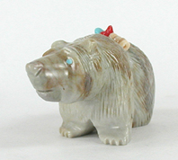 Authentic Native American Picasso Marble Bear Fetish carving by Zuni Farlan and Paulette Quam
