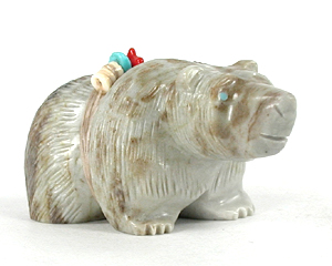 Authentic Native American Picasso marble bear Fetish carving by Zuni Farlan and Paulette Quam