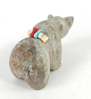 Authentic Native American Picasso marble bear Fetish carving by Zuni Farlan and Paulette Quam