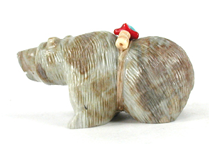 Authentic Native American Picasso marble bear Fetish carving by Zuni Farlan and Paulette Quam