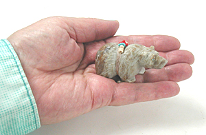 Authentic Native American Picasso marble bear Fetish carving by Zuni Farlan and Paulette Quam