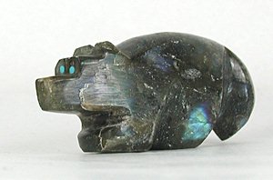 Authentic Native American Bear Fetish of labradorite by Zuni Bernard Laiwakete