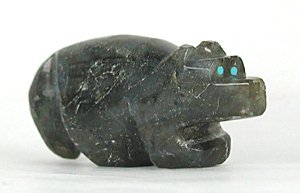 Authentic Native American Bear Fetish of labradorite by Zuni Bernard Laiwakete
