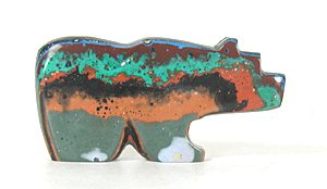 Authentic Native American Bear Fetish of Rainbow Calsilica by Zuni Bernard Laiwakete