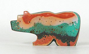 Authentic Native American Bear Fetish of Rainbow Calsilica by Zuni Bernard Laiwakete