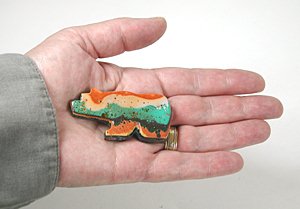 Authentic Native American Bear Fetish of Rainbow Calsilica by Zuni Bernard Laiwakete