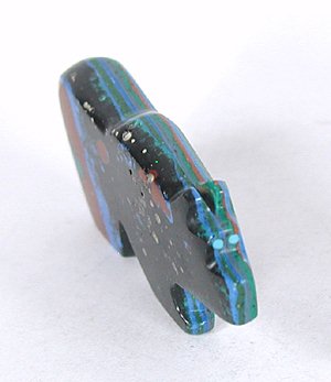 Authentic Zuni Bear Fetish carved from Rainbow Calsilica by Bernard Laiwakete - turquoise eyes