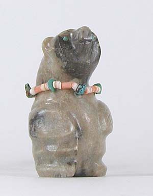 Authentic Native American Petoskey Stone Bear Fetish carving by Zuni Farlan and Paulette Quam