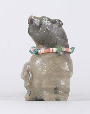 Authentic Native American Petoskey Stone Bear Fetish carving by Zuni Farlan and Paulette Quam