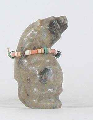 Authentic Native American Petoskey Stone Bear Fetish carving by Zuni Farlan and Paulette Quam