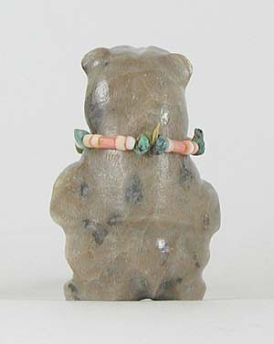 Authentic Native American Petoskey Stone Bear Fetish carving by Zuni Farlan and Paulette Quam