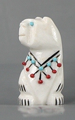 Authentic Native American Bear Fetish Carving of Alabaster and Turquoise by Zuni artists Terrence and Jessica Martza
