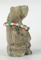 Authentic Native American Picasso Marble Bear Fetish carving by Zuni Farlan and Paulette Quam