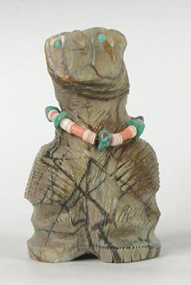 Authentic Native American Picasso marble Bear Fetish carving by Zuni Farlan and Paulette Quam