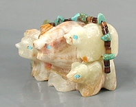 Authentic Native American turquoise bear Fetish carving by Zuni Tim Lementino