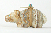 Authentic Native American Bear Fetish of banded onyx by Zuni Peter Gasper