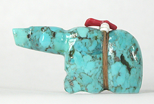 Authentic Native American turquoise bear Fetish carving by Zuni Ed Lementino