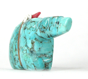 Authentic Native American turquoise bear Fetish carving by Zuni Ed Lementino