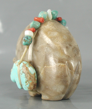 Authentic Native American Petosky Stone Bear Fetish carving by Zuni Farlan and Paulette Quam
