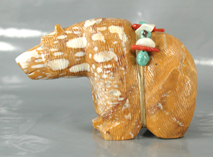 Authentic Native American tigilite Bear Fetish carving by Zuni Farlan and Paulette Quam