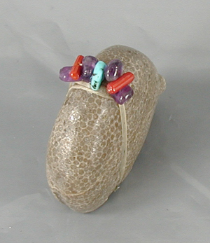 Authentic Native American Petosky Stone Bear Fetish carving by Zuni Farlan and Paulette Quam