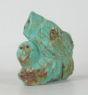 Authentic Native American owl fetish by Zuni Derrick Kaamasee of turquoise