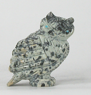 Authentic Native American owl fetish by Navajo Albert Livingston of Picasso Marble