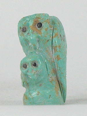 Authentic Native American owl fetish by Zuni Derrick Kaamasee of turquoise