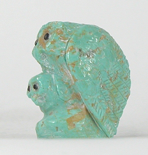 Authentic Native American owl fetish by Zuni Derrick Kaamasee of turquoise