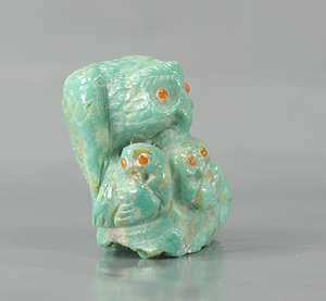 Authentic Native American owl fetish by Zuni Derrick Kaamasee of turquoise